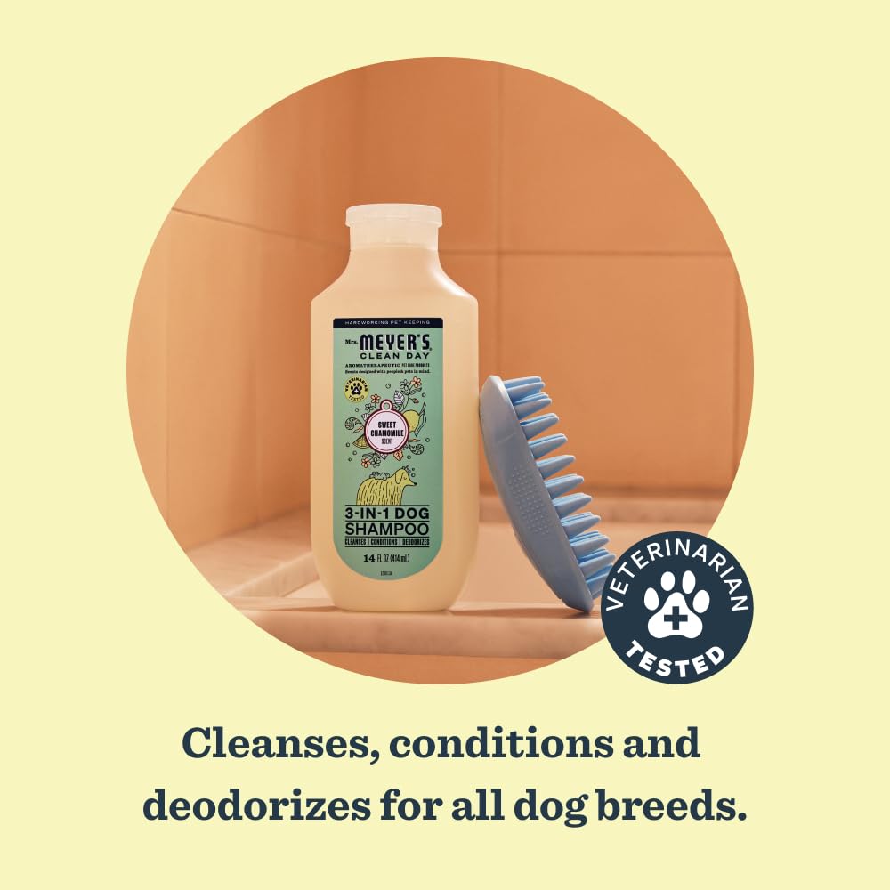 Mrs. Meyer's Clean Day dog shampoo ingredients glycerin oat aloe chamomile.