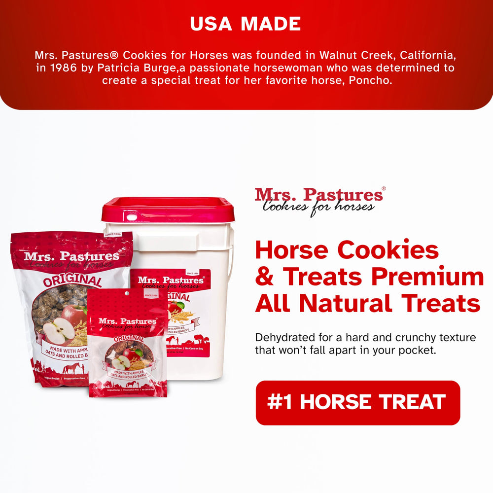 Mrs Pastures cookies-horses refill-box-15lb image shows bulk supply.