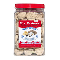 Mrs Pastures Ring Ready Cookies jar - premium, portable horse treats for training and bonding.