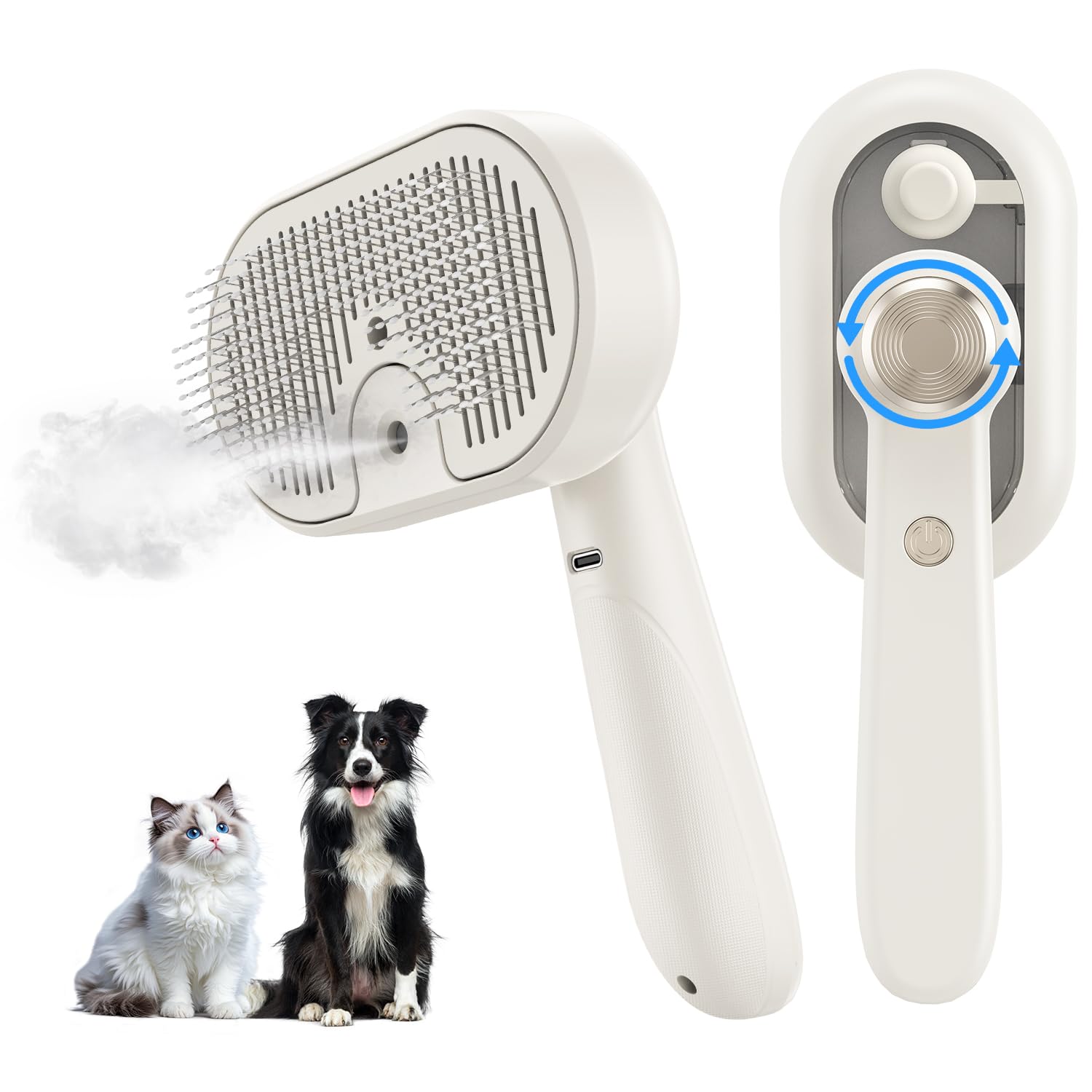 MRSDAYU 3in1 cat steam brush close-up for gentle grooming and shedding control