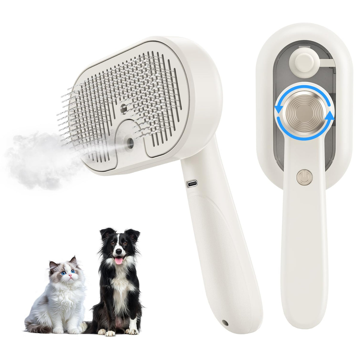MRSDAYU 3in1 cat steam brush close-up for gentle grooming and shedding control