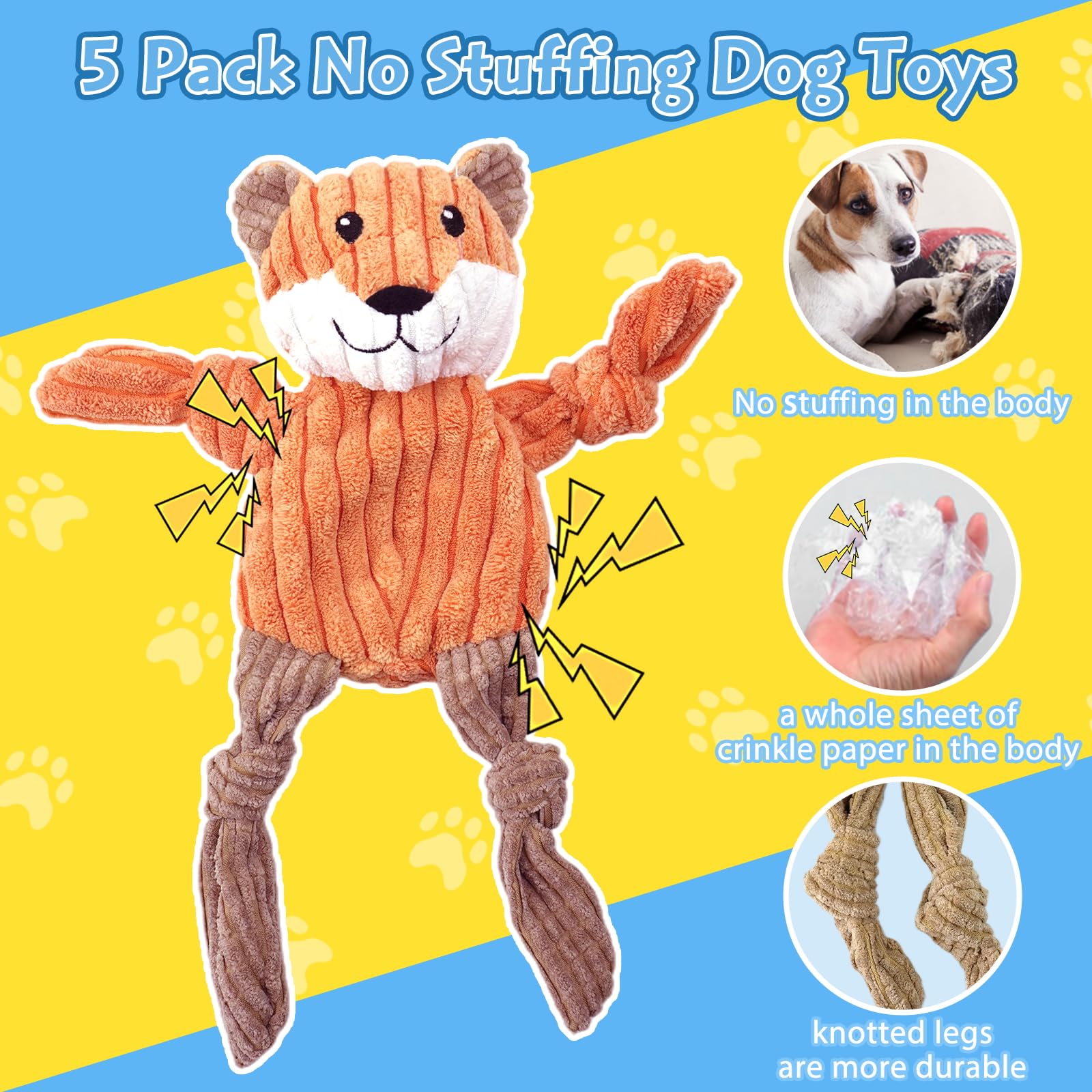 MRSOHRET fox dog toy with squeaker for interactive fun and stimulation.