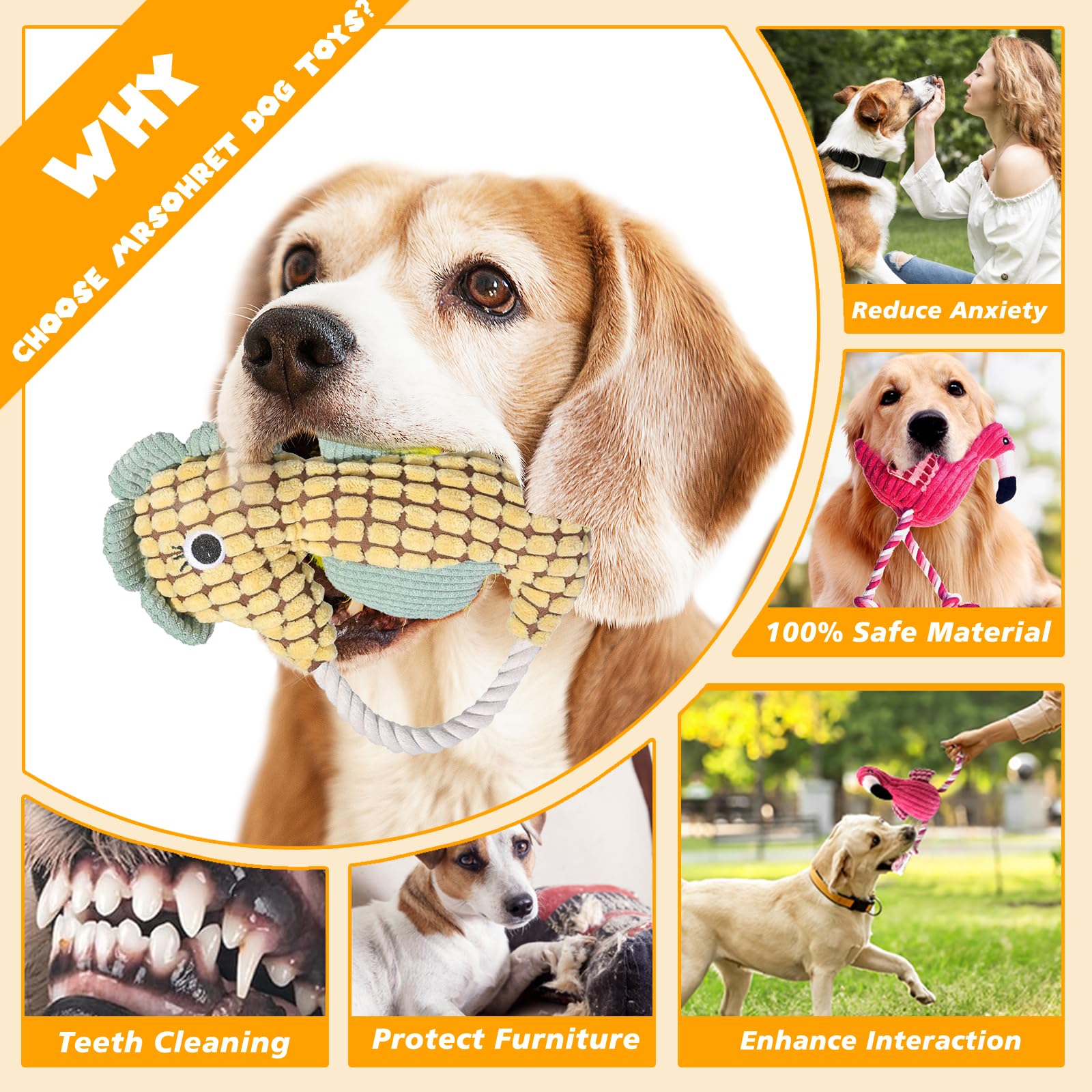 MRSOHRET plush toy with texturing promotes chewing comfort and gum stimulation.