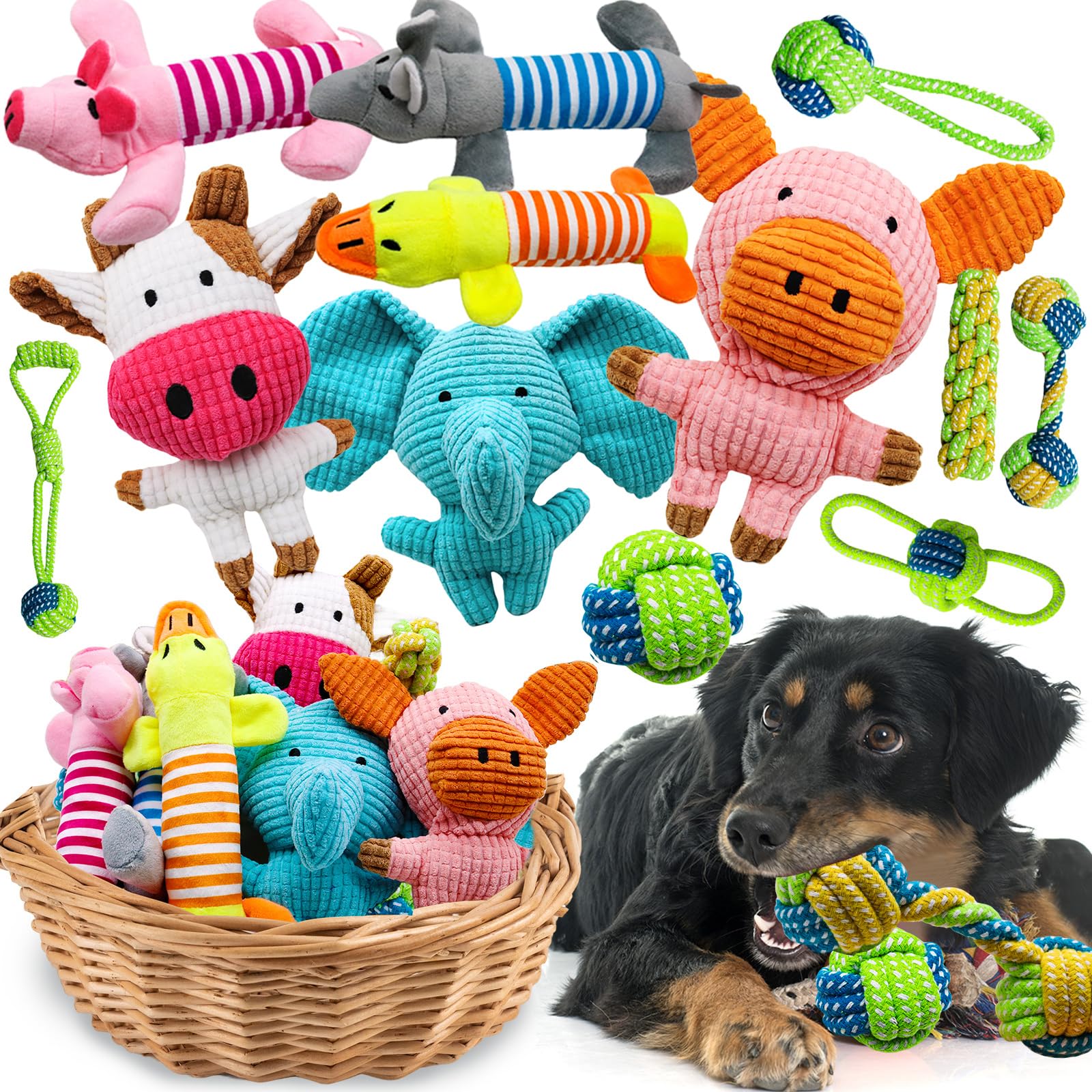 Mruq pet 12pack squeaky plush toys entice dogs with fun sounds for interactive play