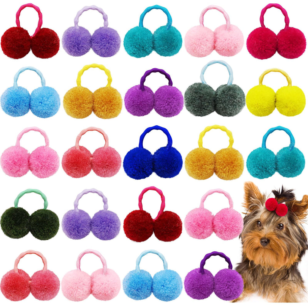 Mruq pet 50pcs dog hair puff bows pack — vibrant colors for daily grooming.