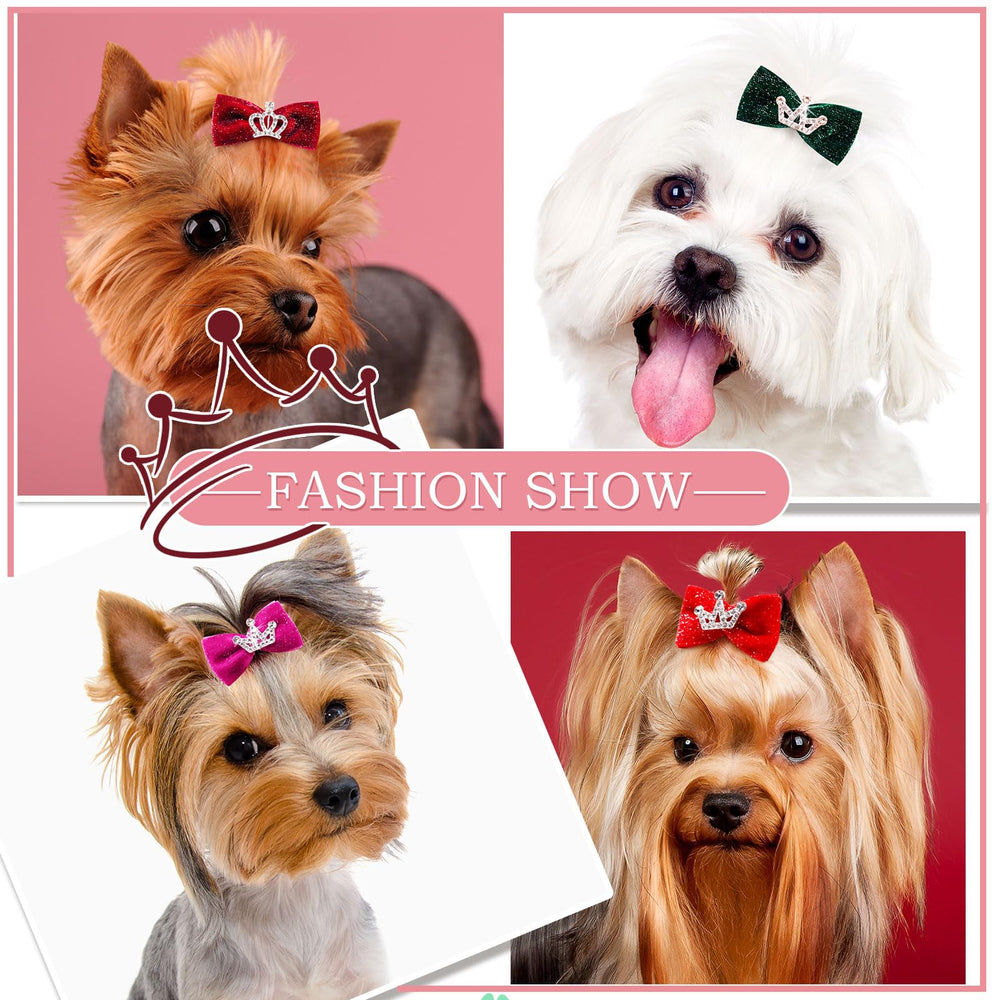 Mruq pet crown bows close-up shows durable clip grip