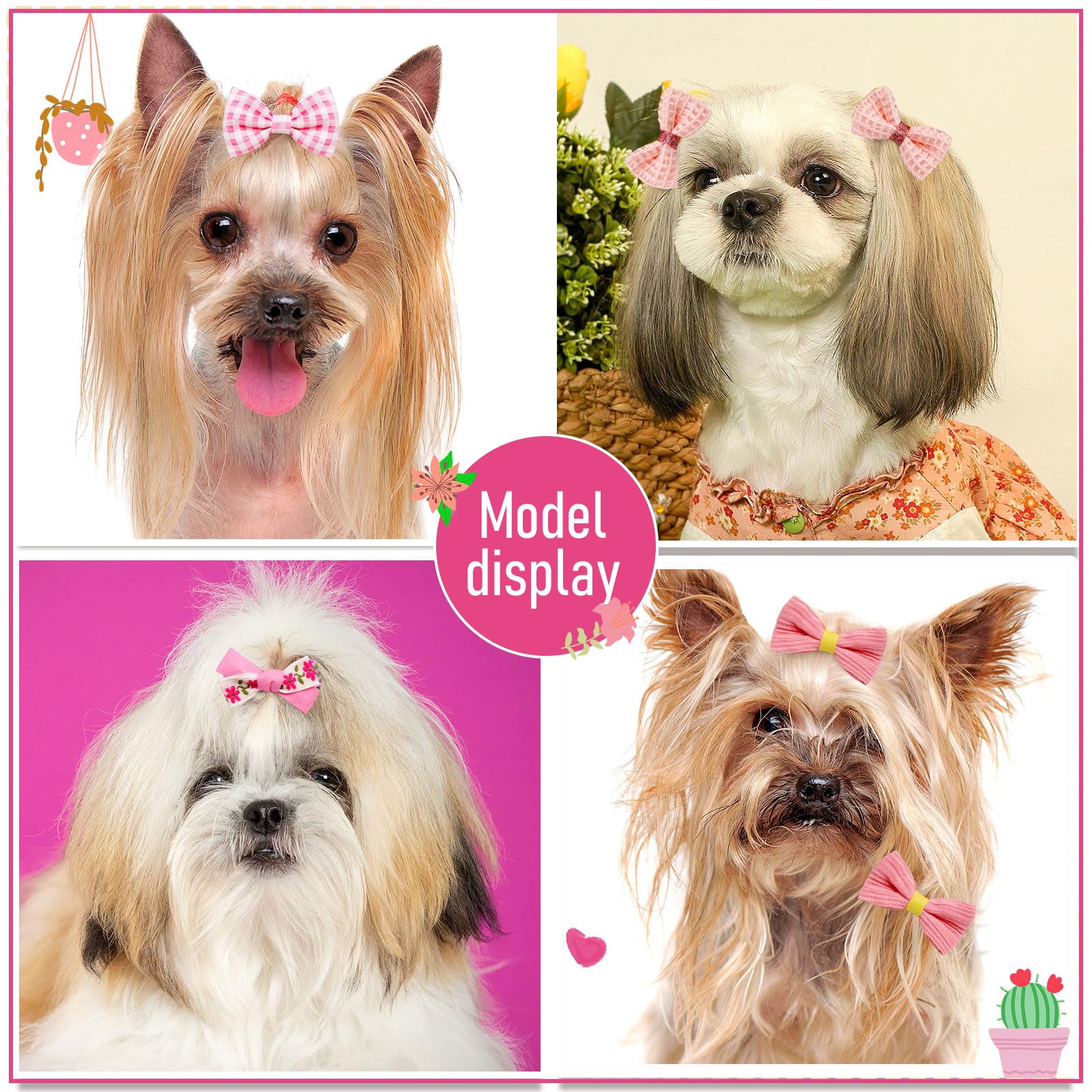 Mruq Pet bows with rubber bands hold hair during active play