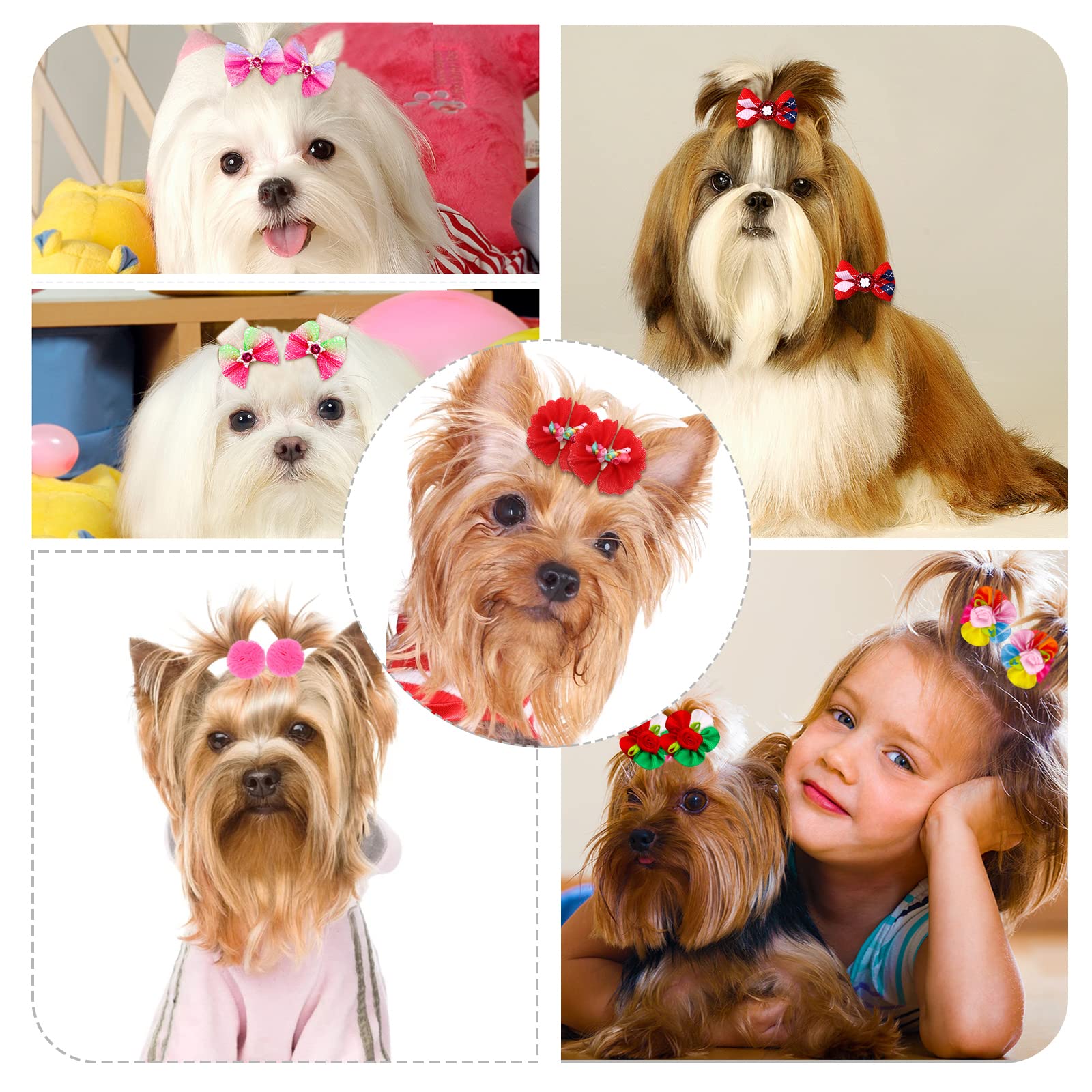 Mruq Pet rhinestone pearls bows for daily grooming sparkle