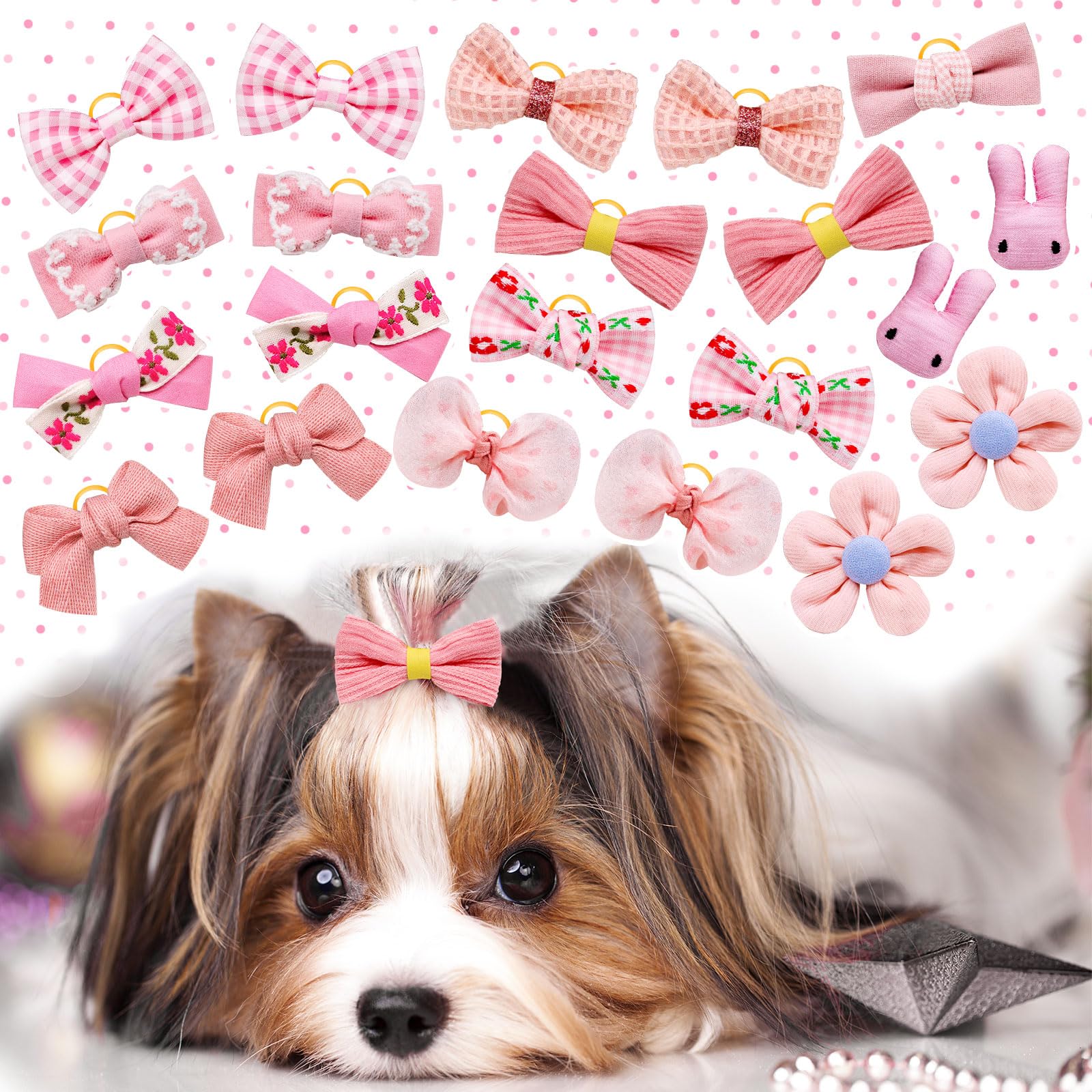Mruq Pet bows suitable for parties, photos, and daily dress-up