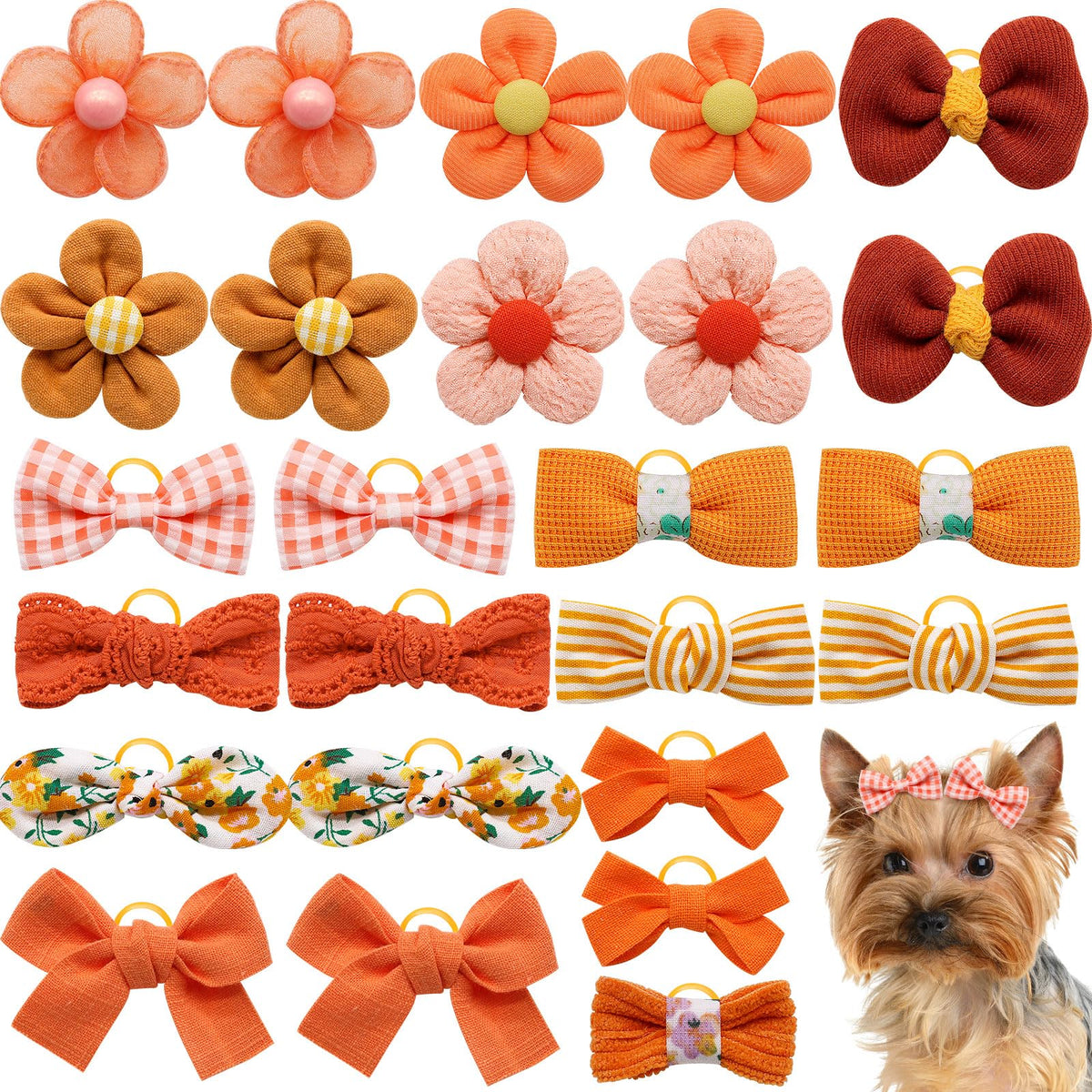 Mruq pet hair bows 20pcs mix colors keeps dogs stylish during daily outings