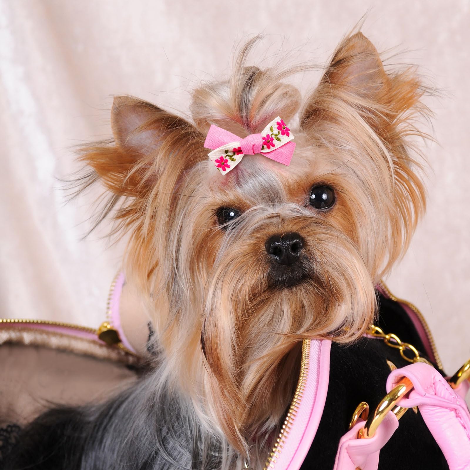 Mruq Pet handmade bows with rhinestones for special occasions