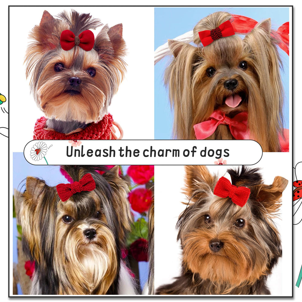 Mruq pet holiday bows assortment for tiny dogs adds charm and color variety
