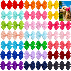 Mruq pet solid color dog bows with metal clips for secure daily wear.