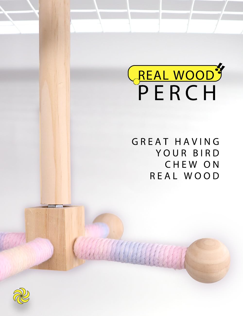 MRZZATA bird perch toy with durable solid wood withstands daily pecking and active play.