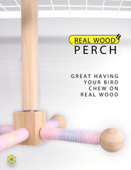 MRZZATA bird perch toy with durable solid wood withstands daily pecking and active play.