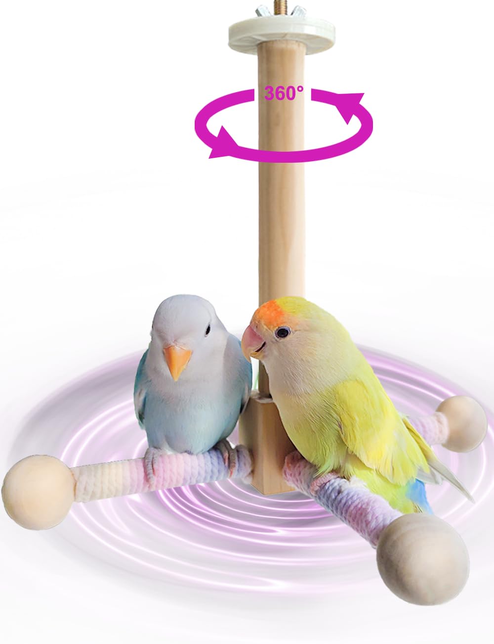 MRZZATA bird stand perch 360° rotating feature aids exercise and boredom relief in cages.
