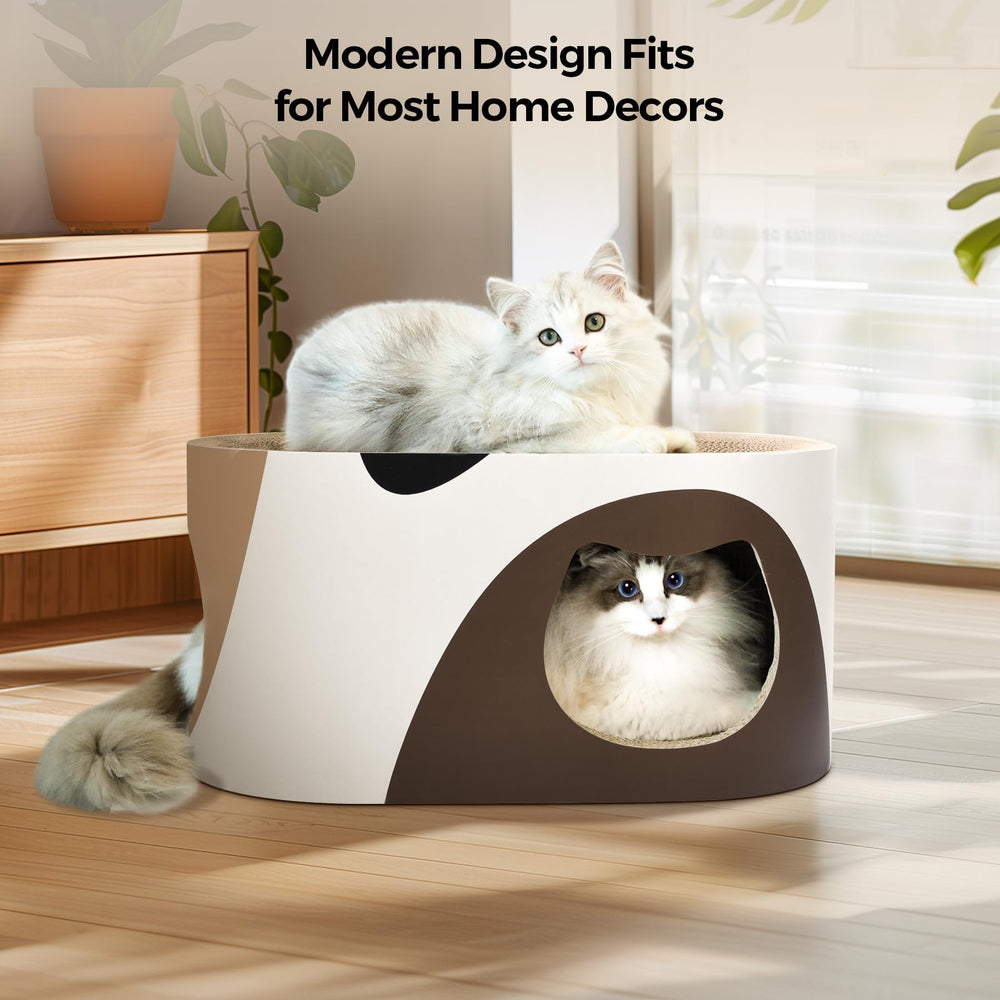 MSBC Big Cat Scratcher Lounge in use shows furniture protection in action.