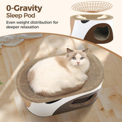 MSBC Big Cat Scratcher Lounge top concave view emphasizes spine-friendly nap design.