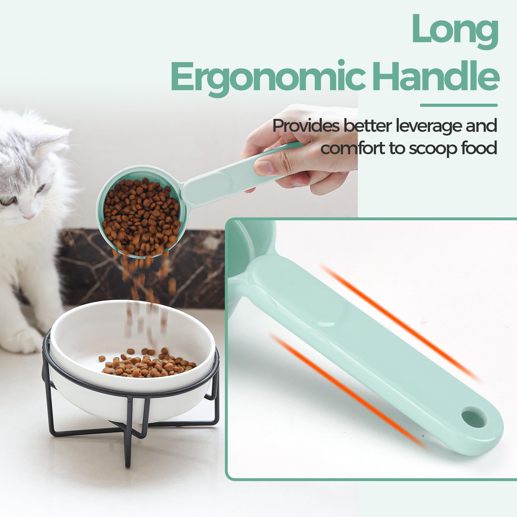 MSBC melamine dog food scoop bulk-food-measurement shows versatile use.