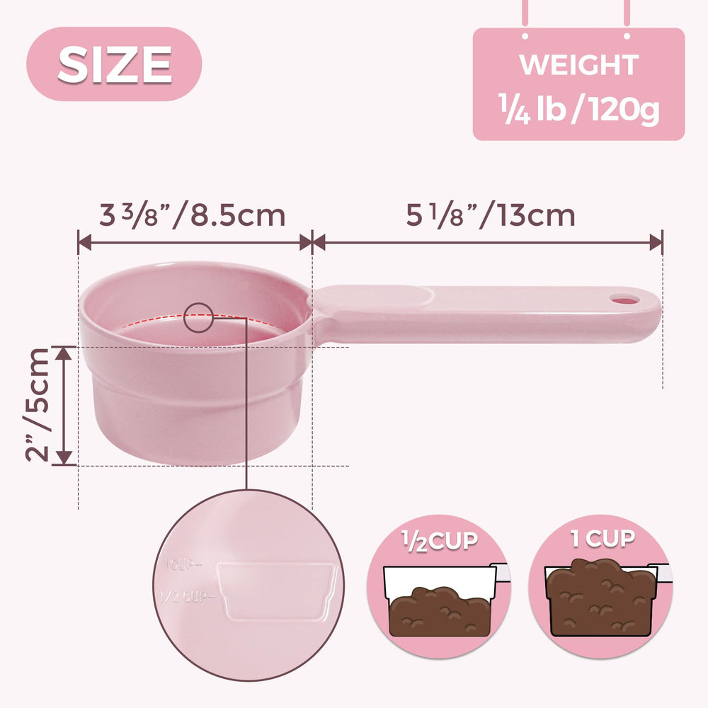 MSBC Melamine Pet Food Scoop with long ergonomic handle eases reach into bags