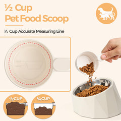 MSBC pet scoop measuring dry kibble for accurate portions.