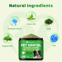 Mshuheene dog dental powder mixed into food for effortless daily care.