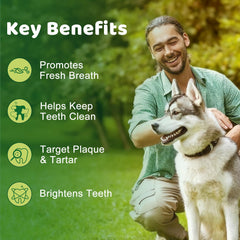 Mshuheene dog dental powder scoop dispensing for easy dosing across dogs.