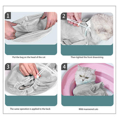MSMUOEZ anti-bite shower net side view demonstrating safe grooming during playtime.
