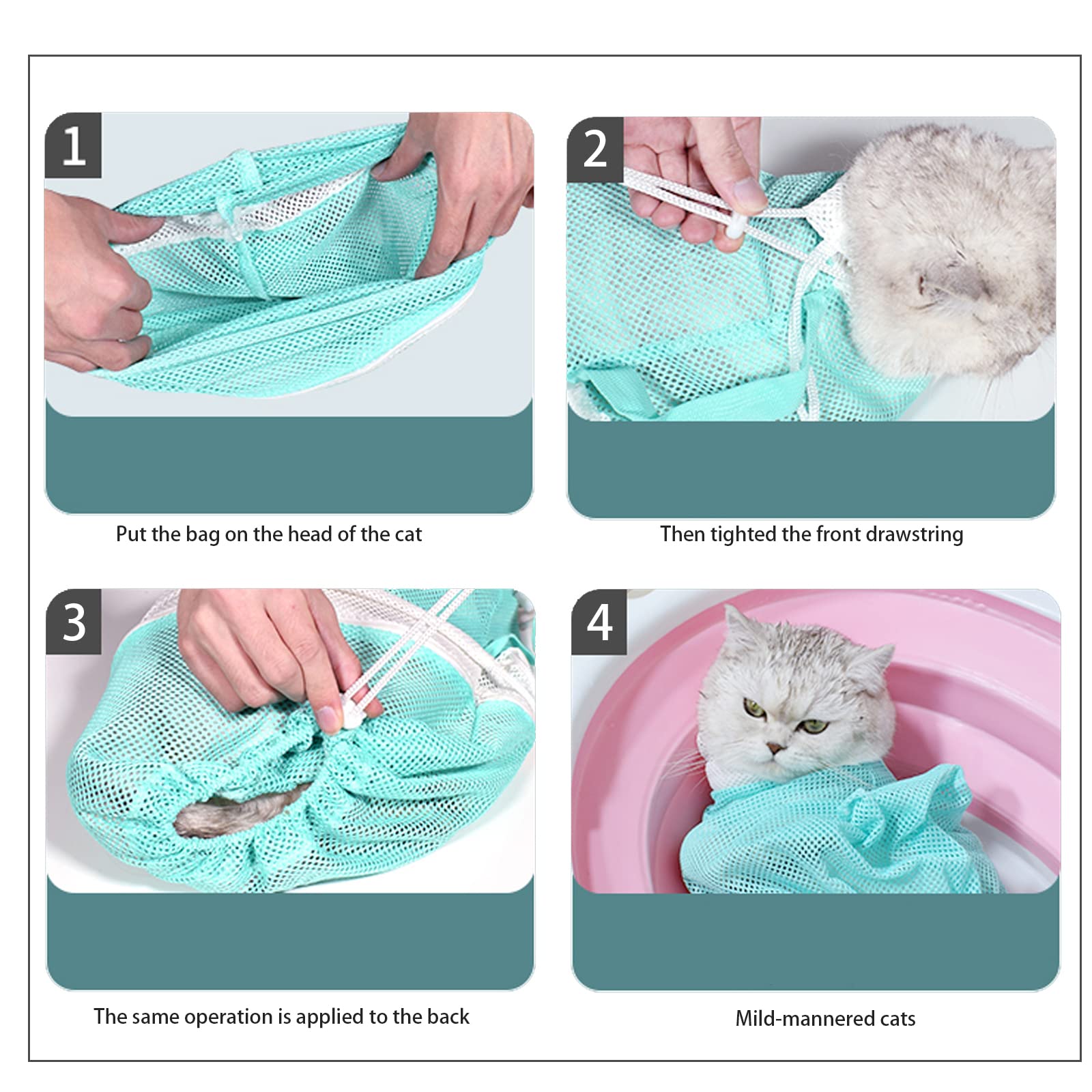 MSMUOEZ shower net bag makes washing your cat easier and mess-free.