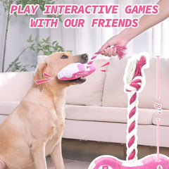 MTERSN pink cotton rope tug promotes bonding and exercise during tug-of-war games.