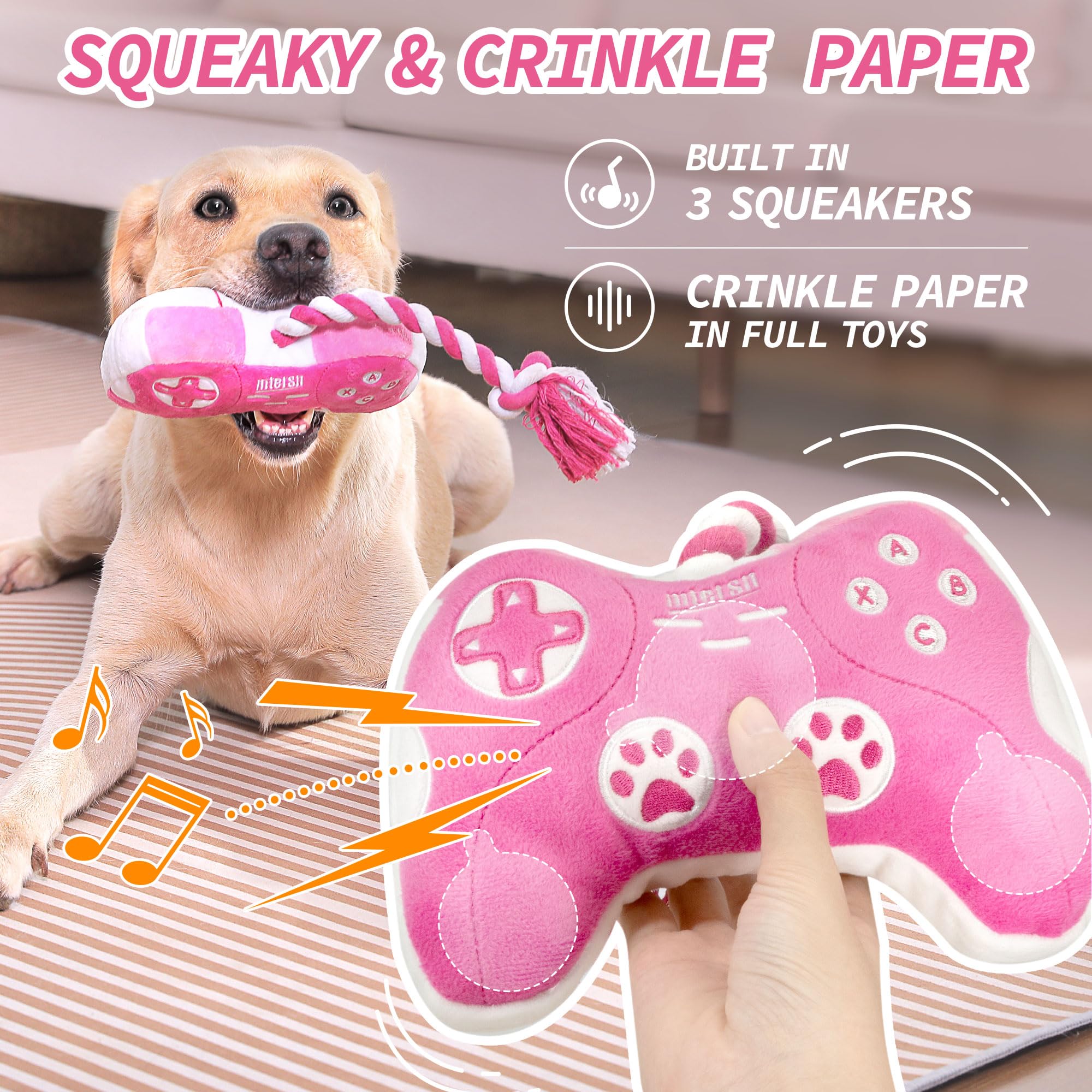 MTERSN pink crinkle-paper texture enhances sensory stimulation during chew sessions.