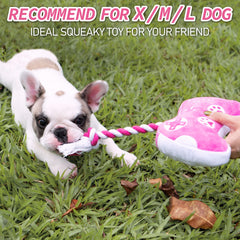 MTERSN pink squeaky toy with three squeakers for extended entertainment during fetch and tug.