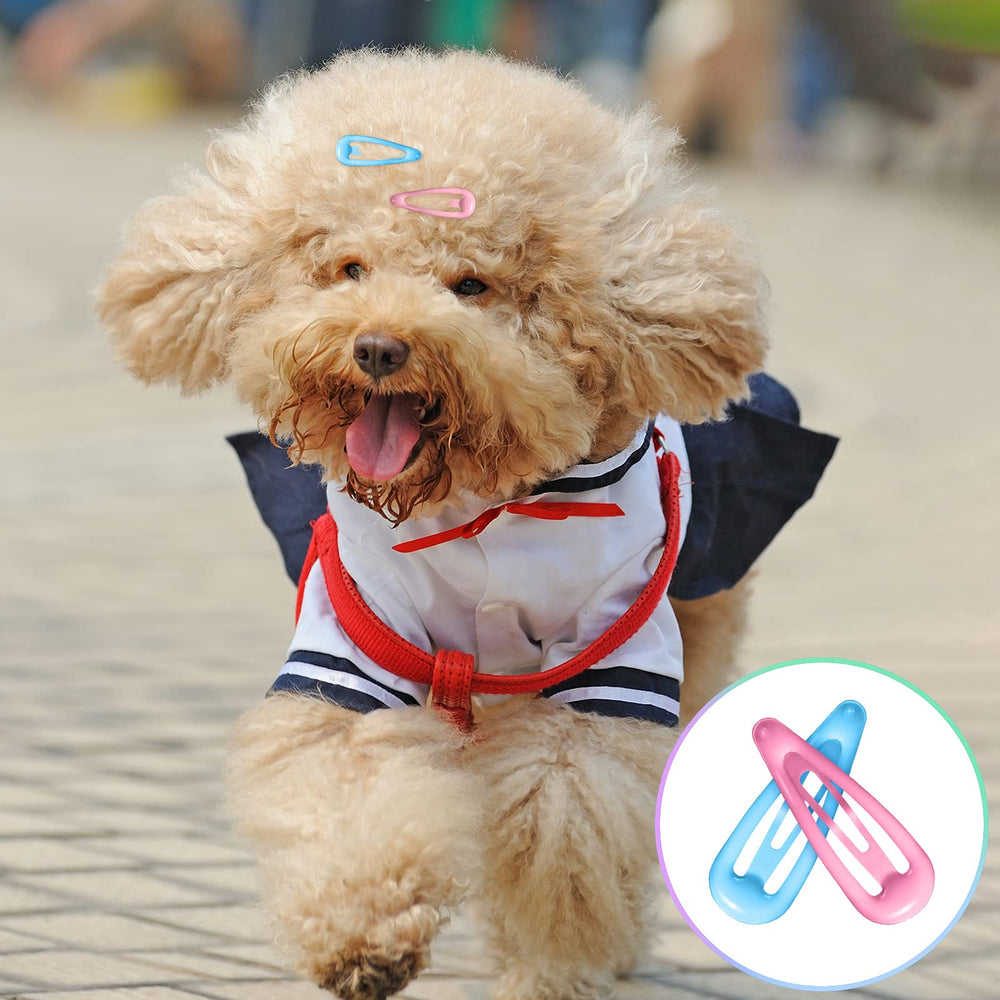 MTLEE dog hair clips worn on a pet demonstrating light-weight comfort