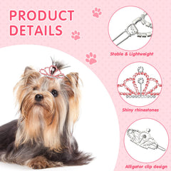 MTLEE pink tiara clip for girls for daily dress-up