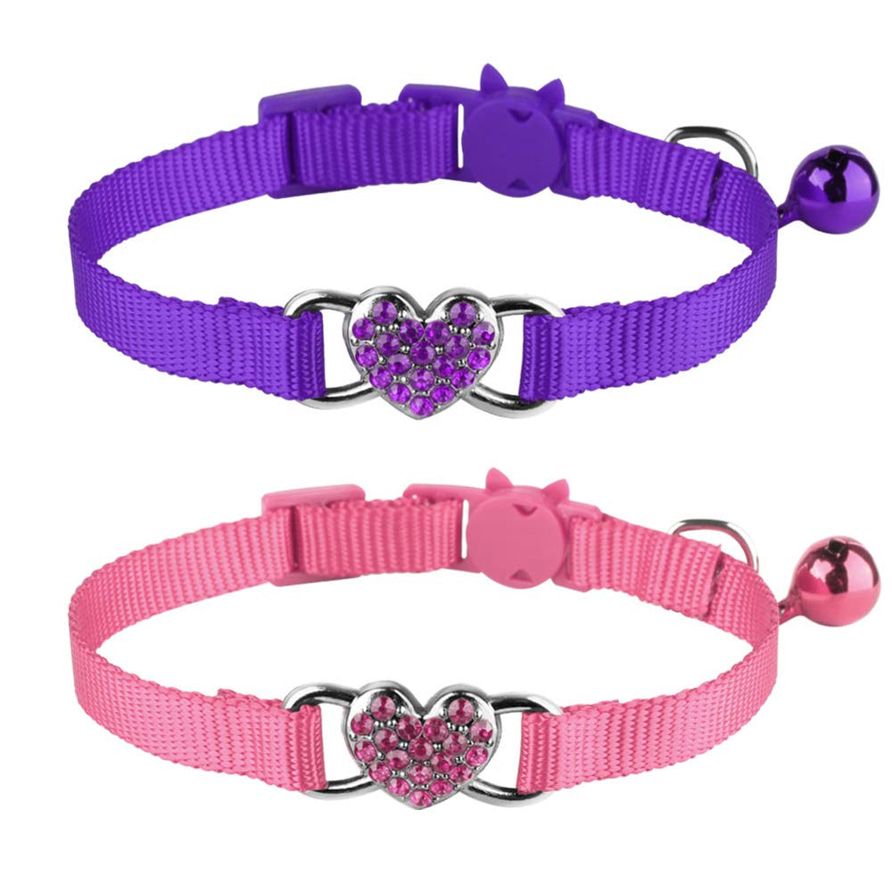 Mtliepte cat collars pink heart bling closeup highlights stylish safety and charm