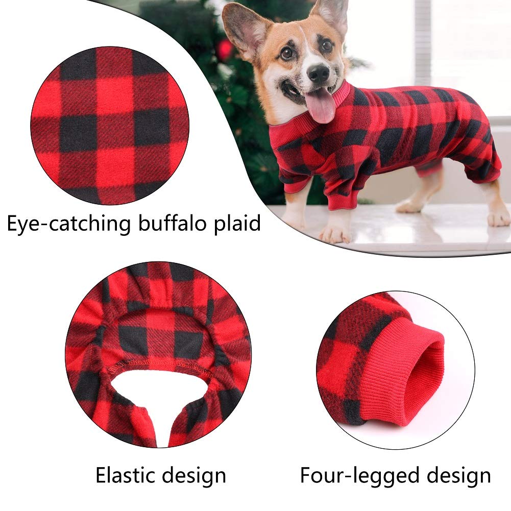 Mtliepte plaid dog pajamas in Christmas scene demonstrate warm comfort