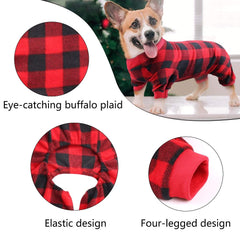 Mtliepte plaid dog pajamas in Christmas scene demonstrate warm comfort