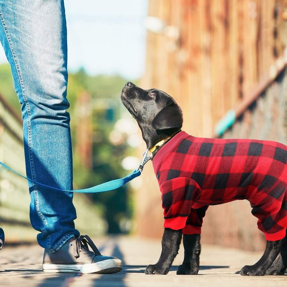 Mtliepte plaid dog pajamas closeup stitching reveals quality craftsmanship