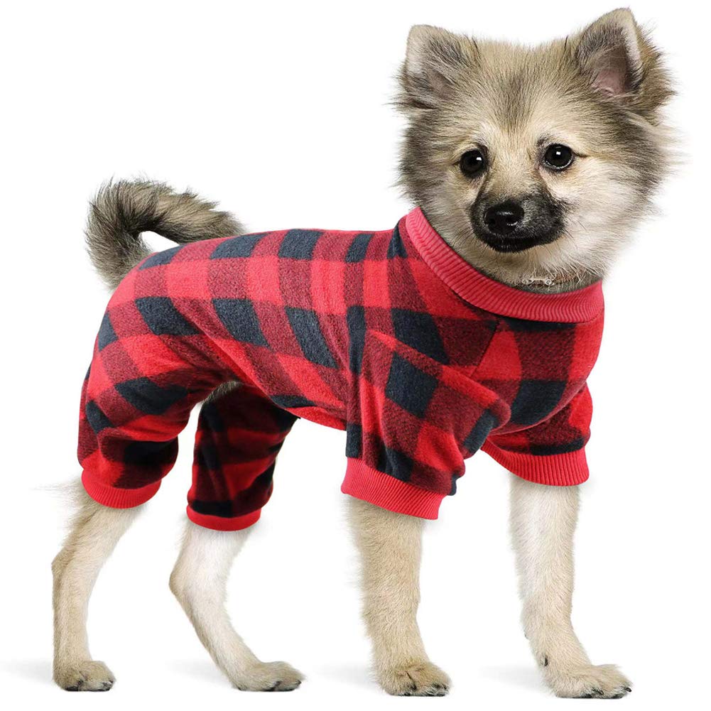 Mtliepte plaid dog pajamas front view ideal for festive family photos
