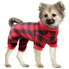 Mtliepte plaid dog pajamas front view ideal for festive family photos