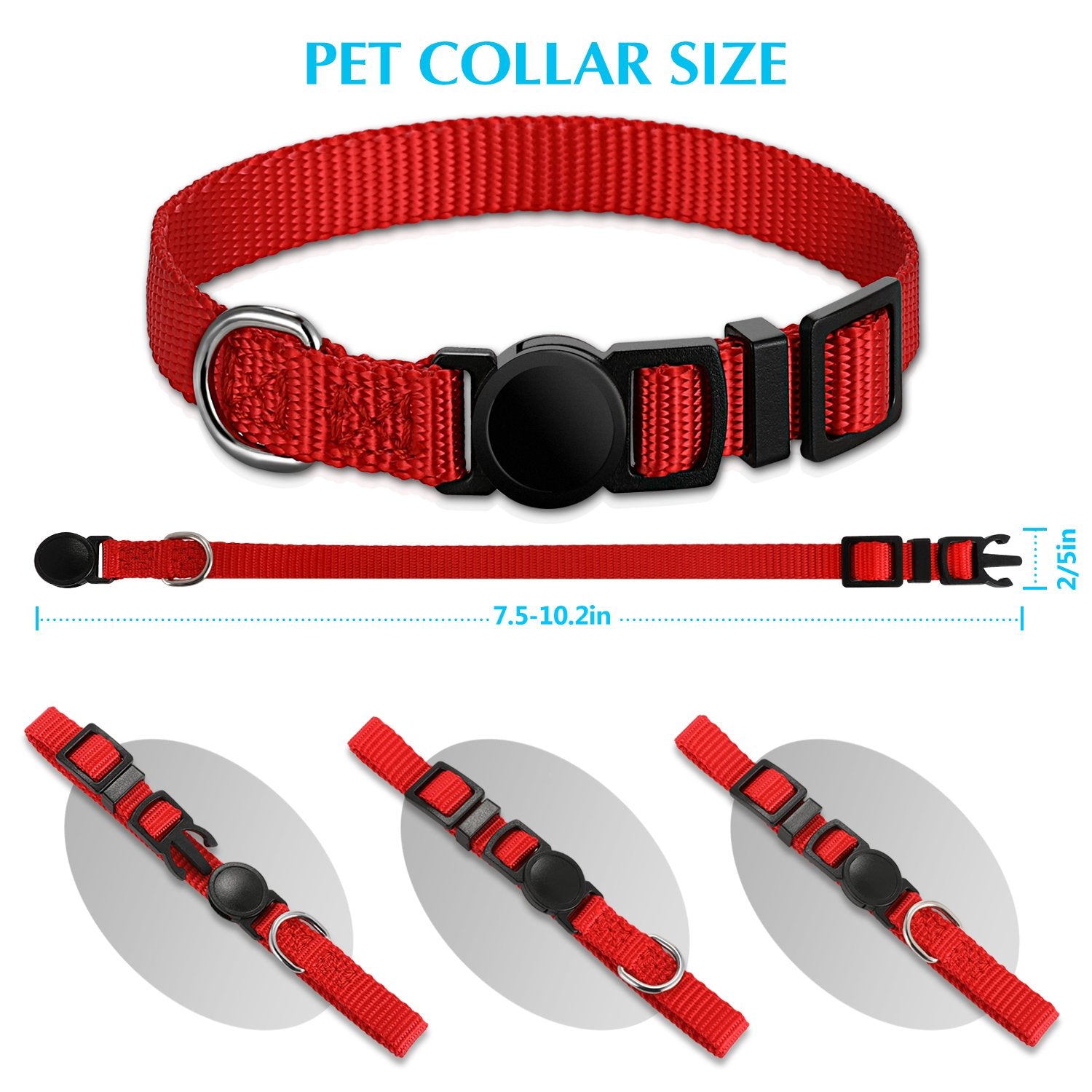 Mtliepte metal D-ring on puppy ID collar for ID tags and leashes