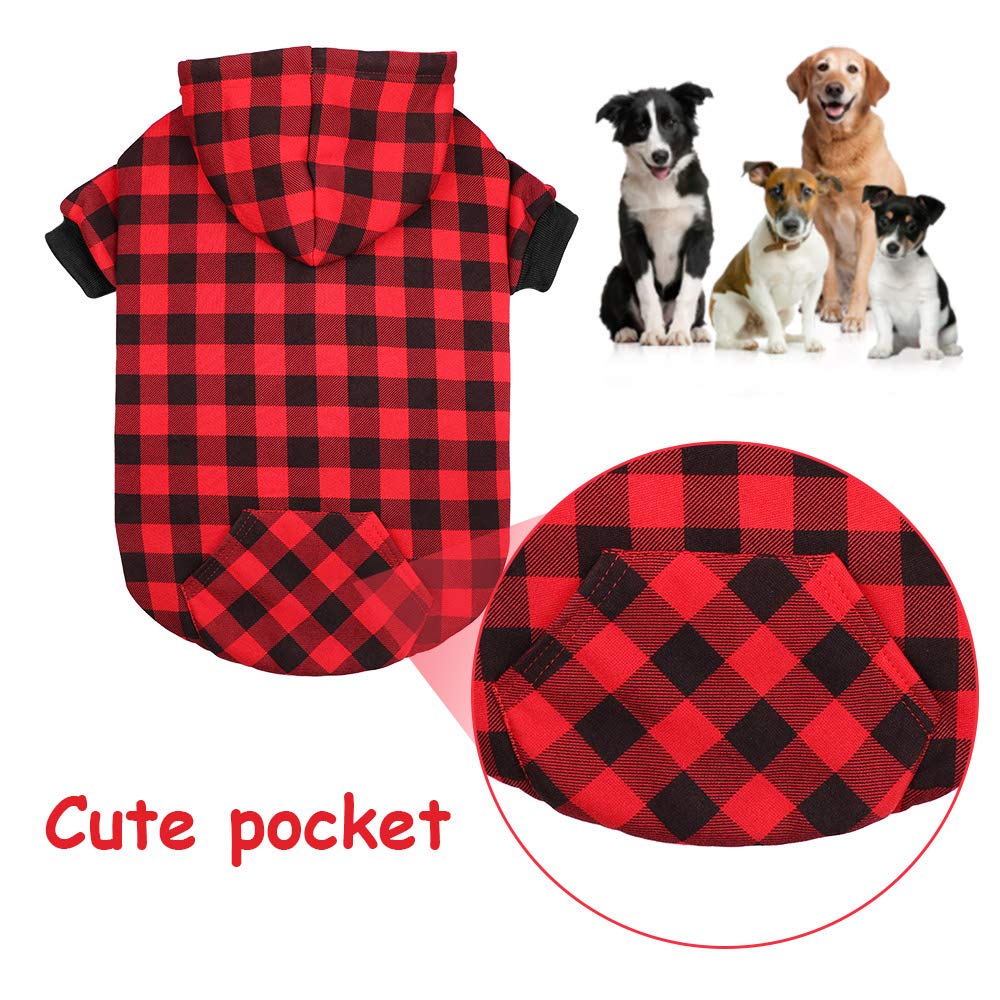Mtliepte red plaid dog hoodie back view showcases snug warmth for chilly walks