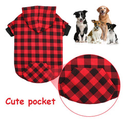 Mtliepte red plaid dog hoodie back view showcases snug warmth for chilly walks