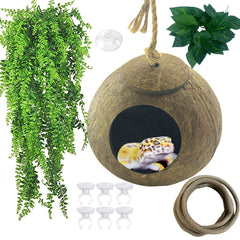MUYG Crested Gecko Coconut Hut – natural hiding shelter for terrarium