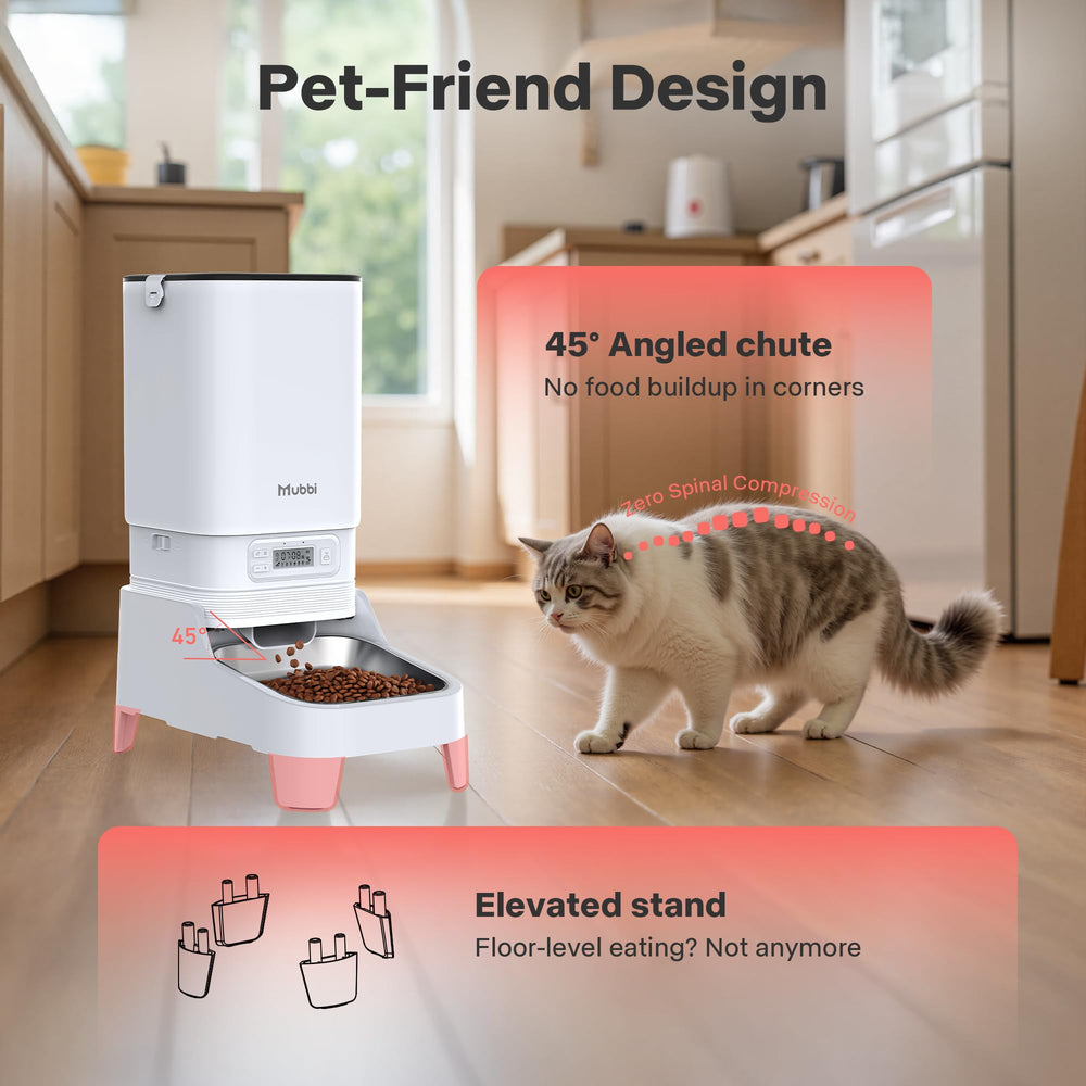 MUBBI dual feeder elevated legs optimize feeding height