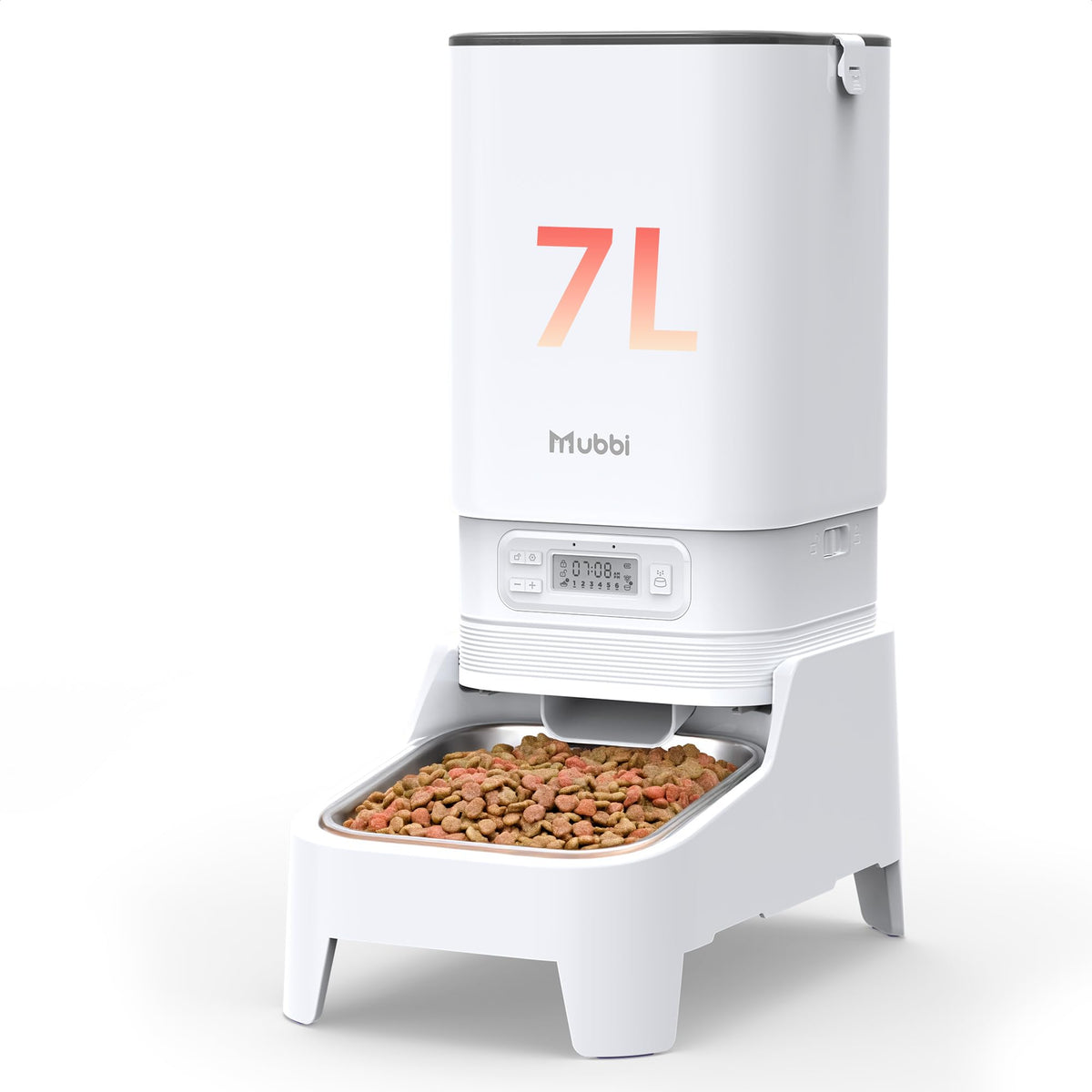 MUBBI dual feeder front view shows no jam rotor for smooth meals