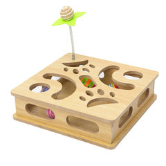 MUCAOL interactive wooden cat puzzle toy box cover boosts curiosity and exercise