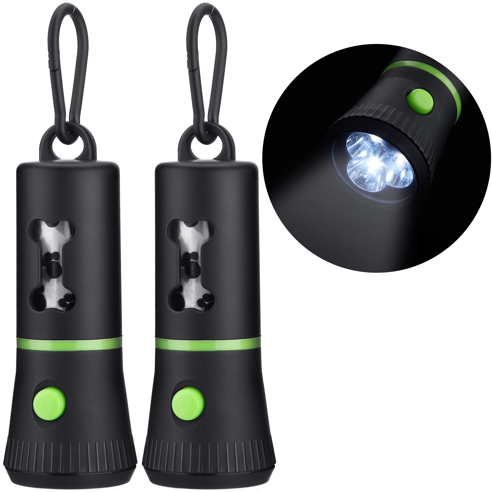 Mudder LED dog poop bag dispenser for night walks with quick bag access
