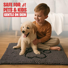 MUDGUARD MAT dirt-trap design helps keep floors dry after rainy walks.