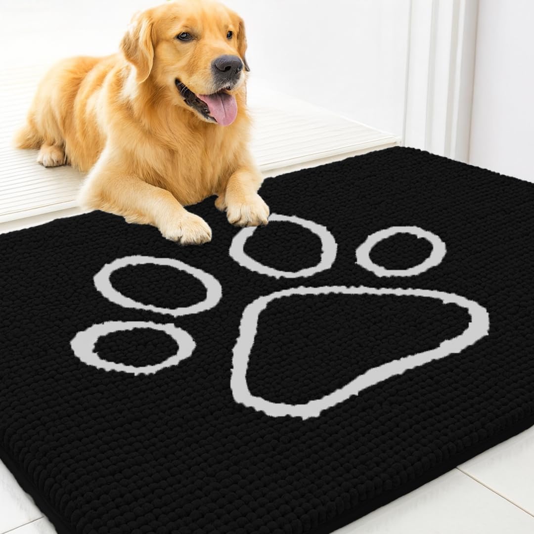 MUDGUARD MAT dog door mat with paw design traps dirt at the entry.